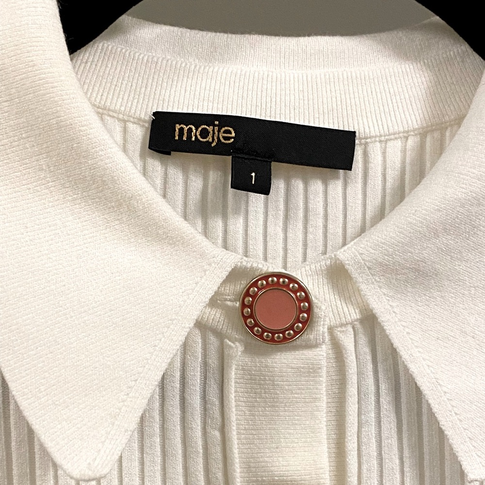 Maje cream colored knit polo shirt - size 1